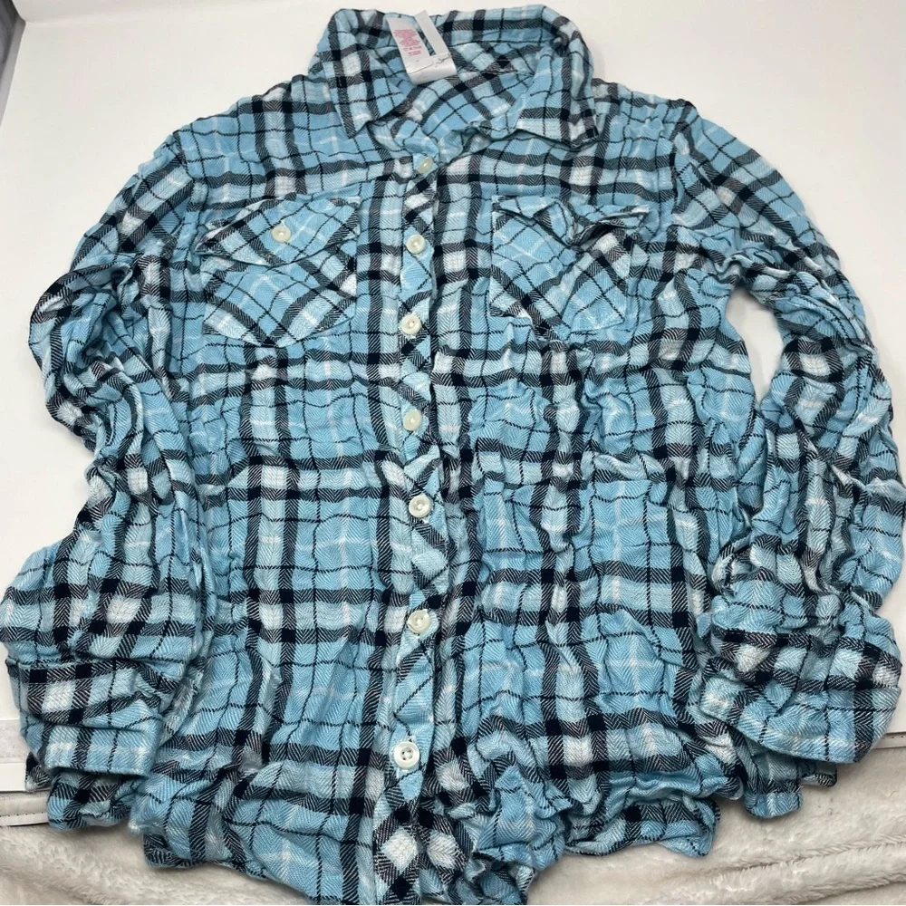 Justice Girls Size 10 Bundle Lot 3pc Army Green Jacket Plaid‎ Button Down Shirts